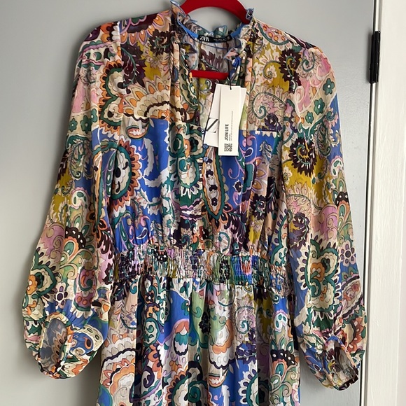 Zara maxi multicolor paisley dress, size L, new - Picture 6 of 12